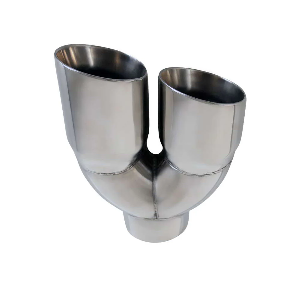 Exhaust Tip Angle Inner Cone Tapered 3" In Dual 3.5" Out LHS 304 Stainless Steel - Image 2