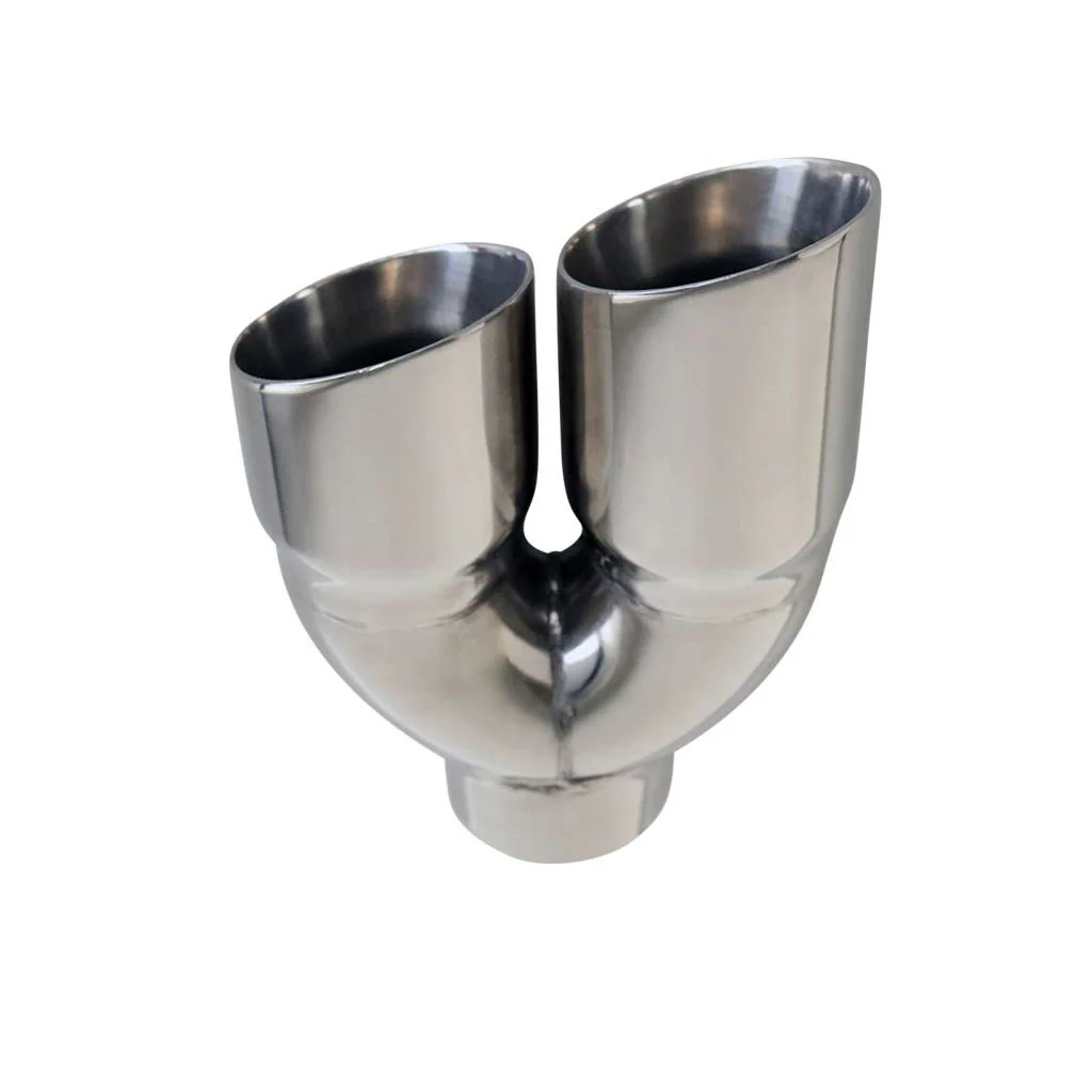 Exhaust Tip Angle Inner Cone Tapered 3" In Dual 3.5" Out RHS 304 Stainless Steel - Image 2