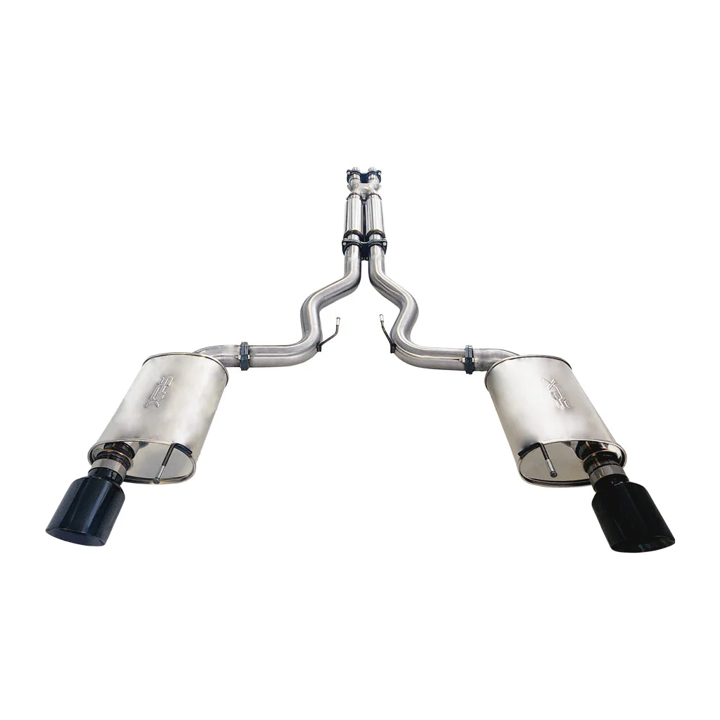 Ford Mustang FM 5.0l Coyote V8 GT Fastback Coupe 3" Twin Stainless Cat back Exhaust With Mufflers and Black Chrome Tips - Image 2