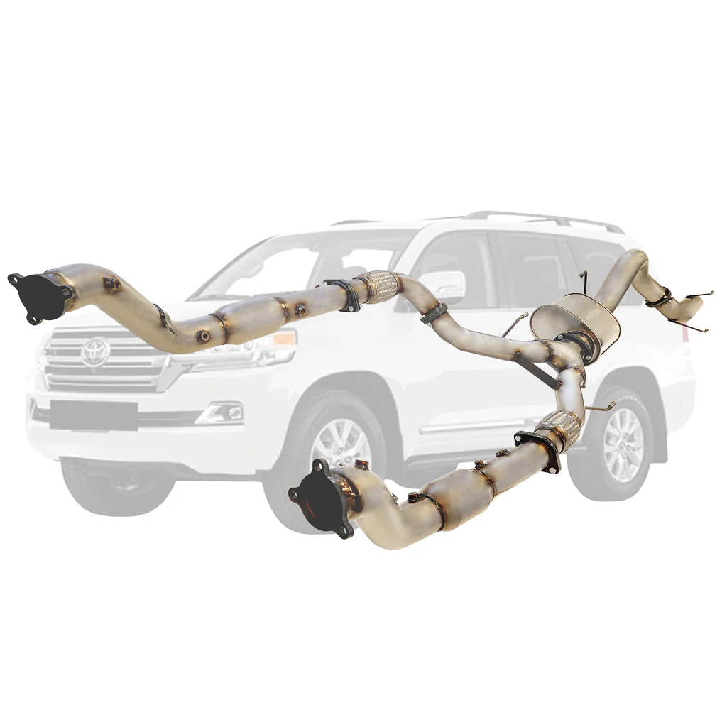 Toyota LandCruiser 200 Series 4.5L (2016-On) Twin 3" to Single 4" Stainless Steel Turbo Back DPF Delete Exhausts - Image 2